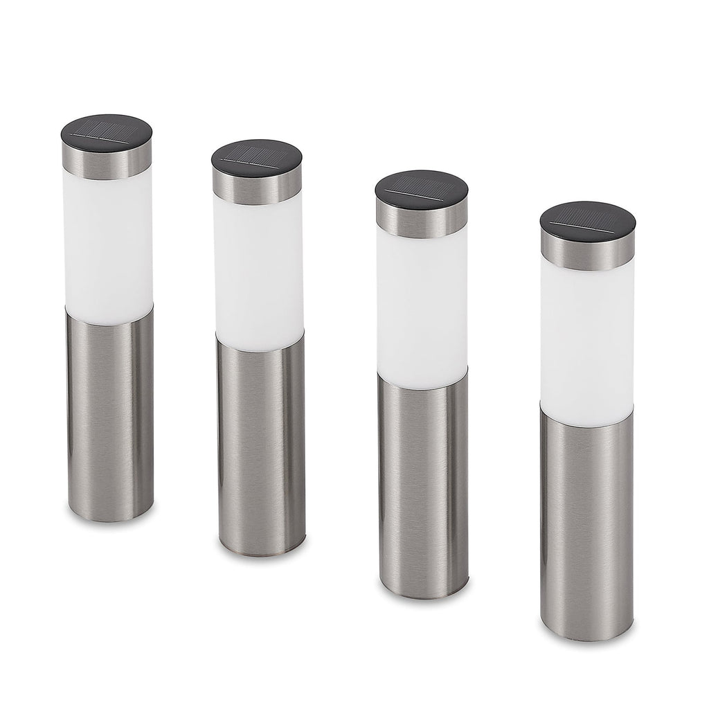LED solcellelampe med spyd 4-pk rustfritt stål 31 cm IP44 - Lindby sideprofil