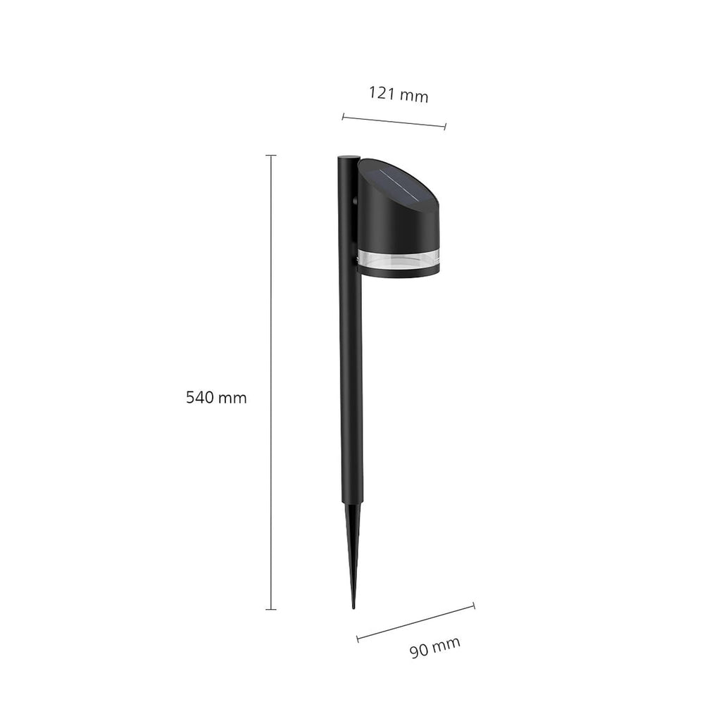 LED solcellelampe med spyd Fyve svart IP44 Philips bakside