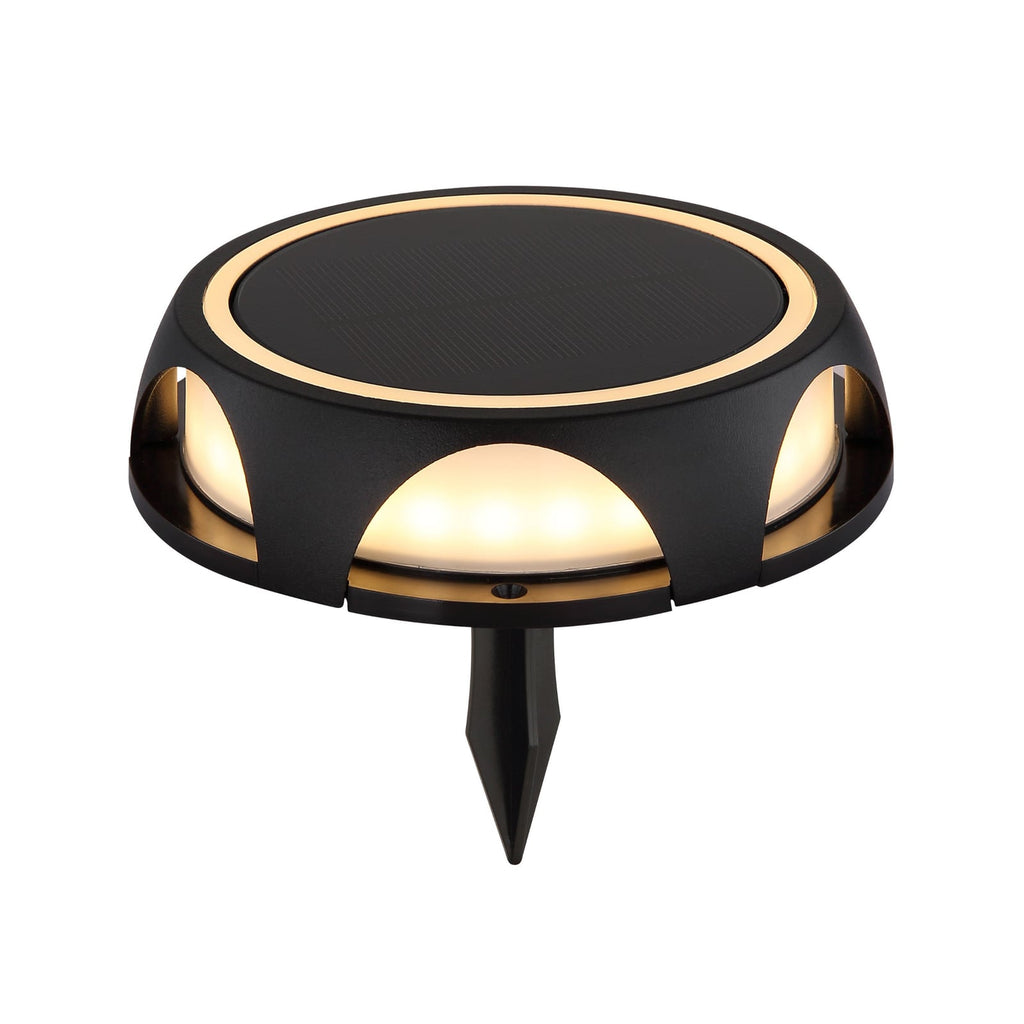 LED solcellelampe med spyd og veggfeste svart Ø14 cm IP65 Globo forfra