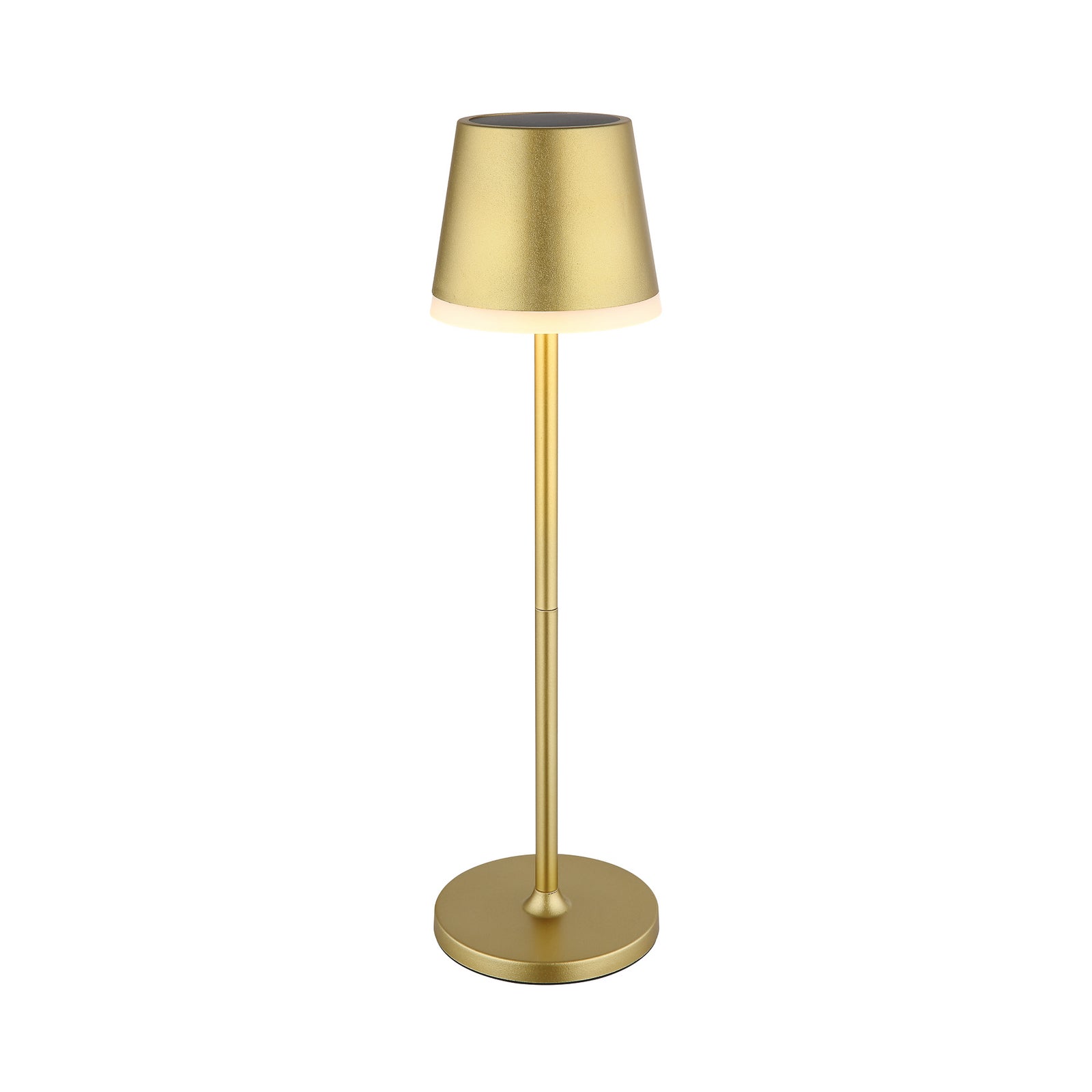 LED solcellelampe metall gullfarget høyde 41 cm IP44 detalj