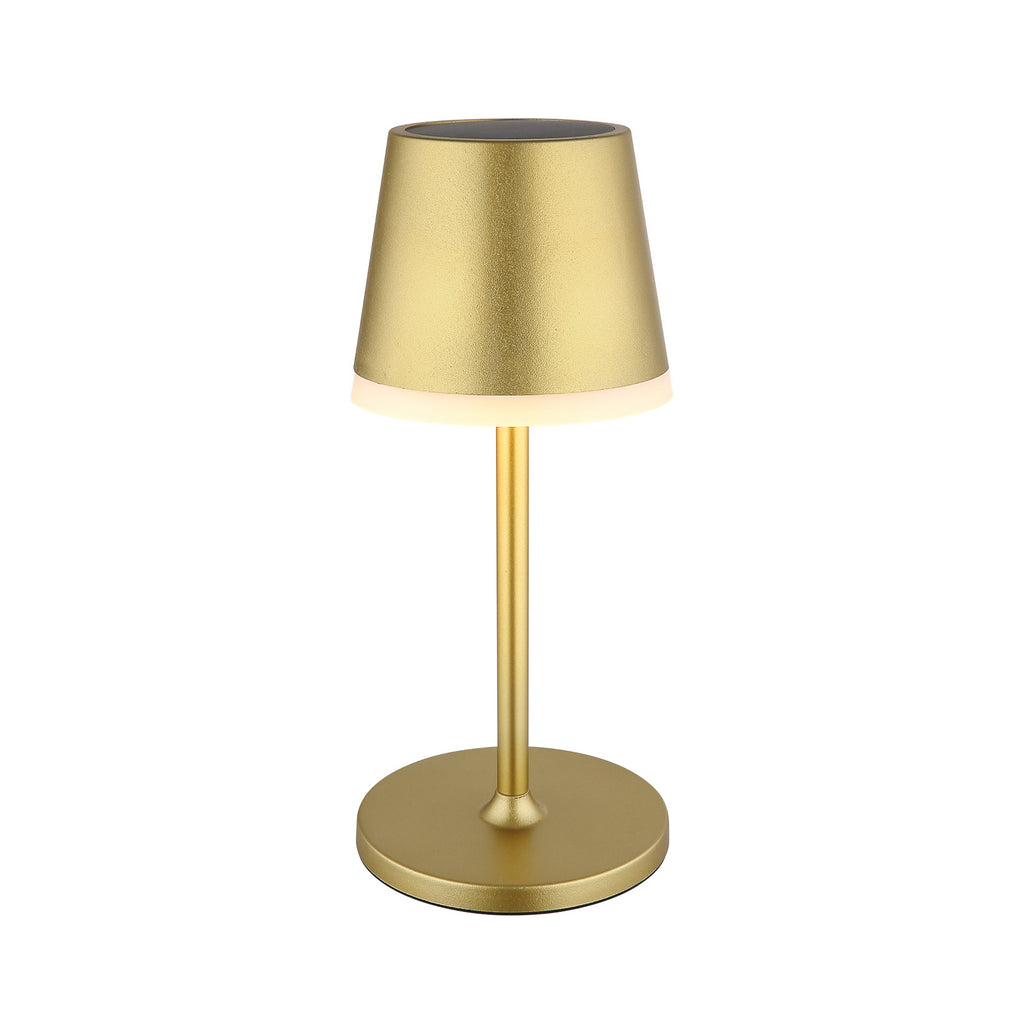 LED solcellelampe metall gullfarget høyde 41 cm IP44 side