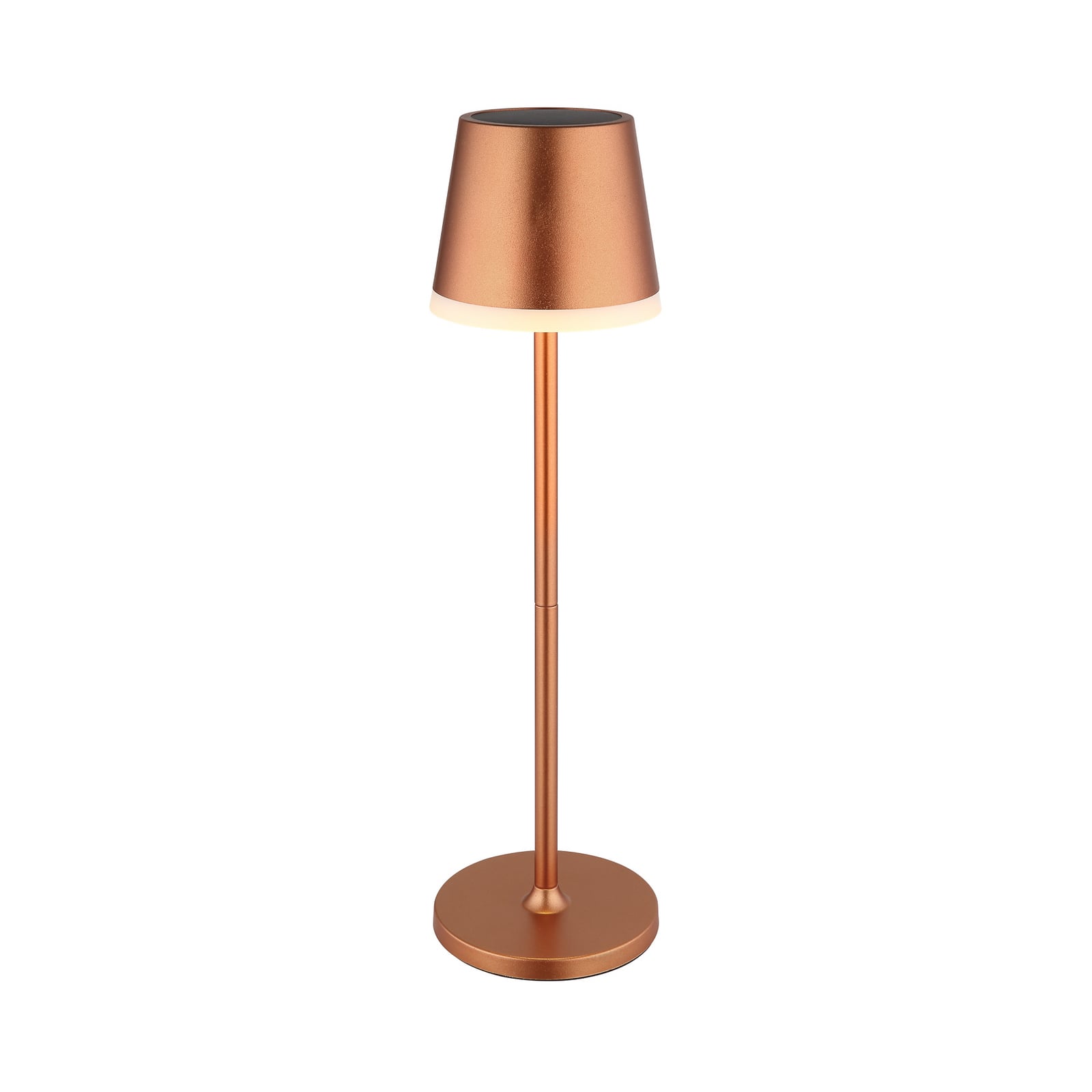 LED solcellelampe metall kobberfarget detalj av bryter