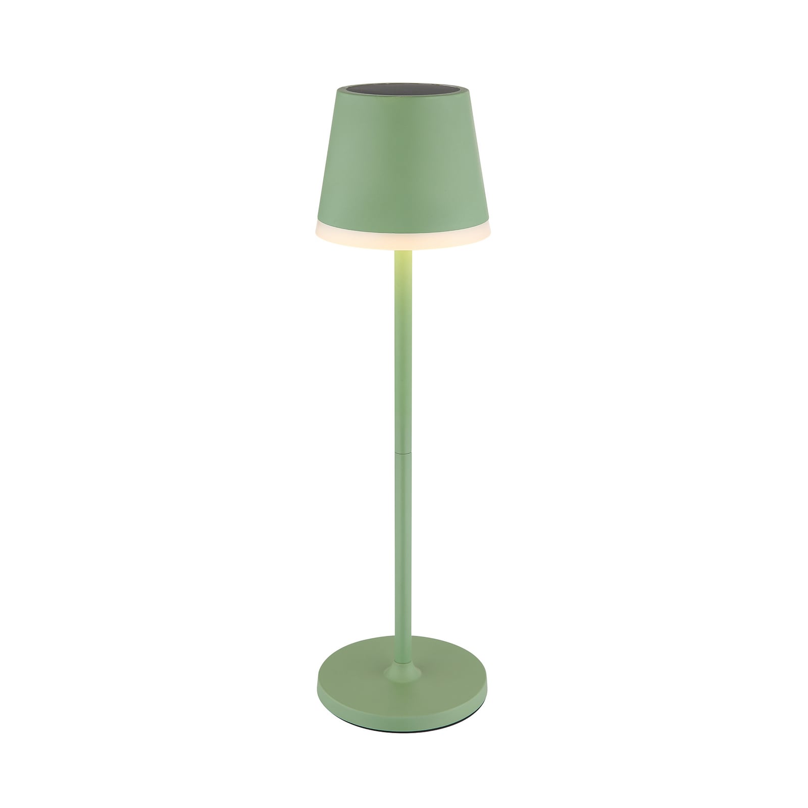 Detalj av LED solcellelampe metall lysegrønn høyde 41 cm