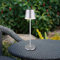 LED solcellelampe metall sølvfarget Ø11 cm H41 cm IP44 - Globo forfra