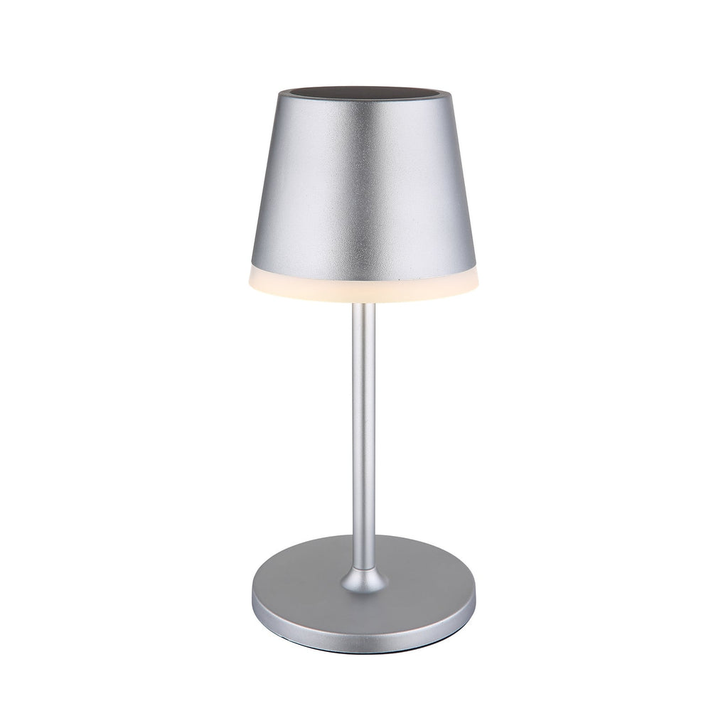 LED solcellelampe metall sølvfarget Ø11 cm H41 cm IP44 - Globo fra siden