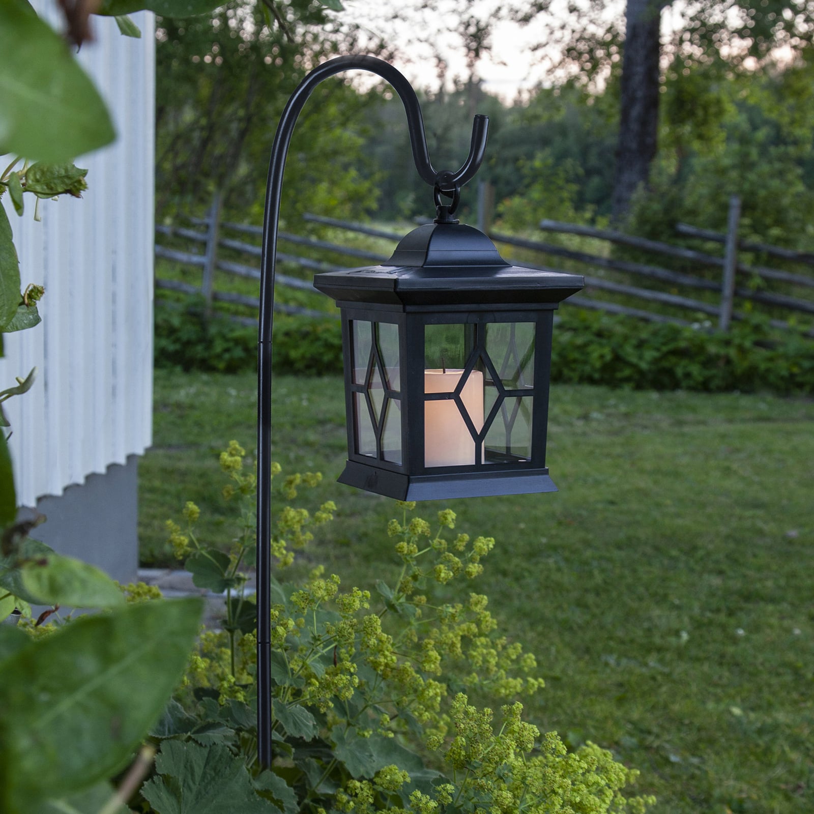 LED solcellelampe Milan 3-i-1 lanterne svart IP44 forfra