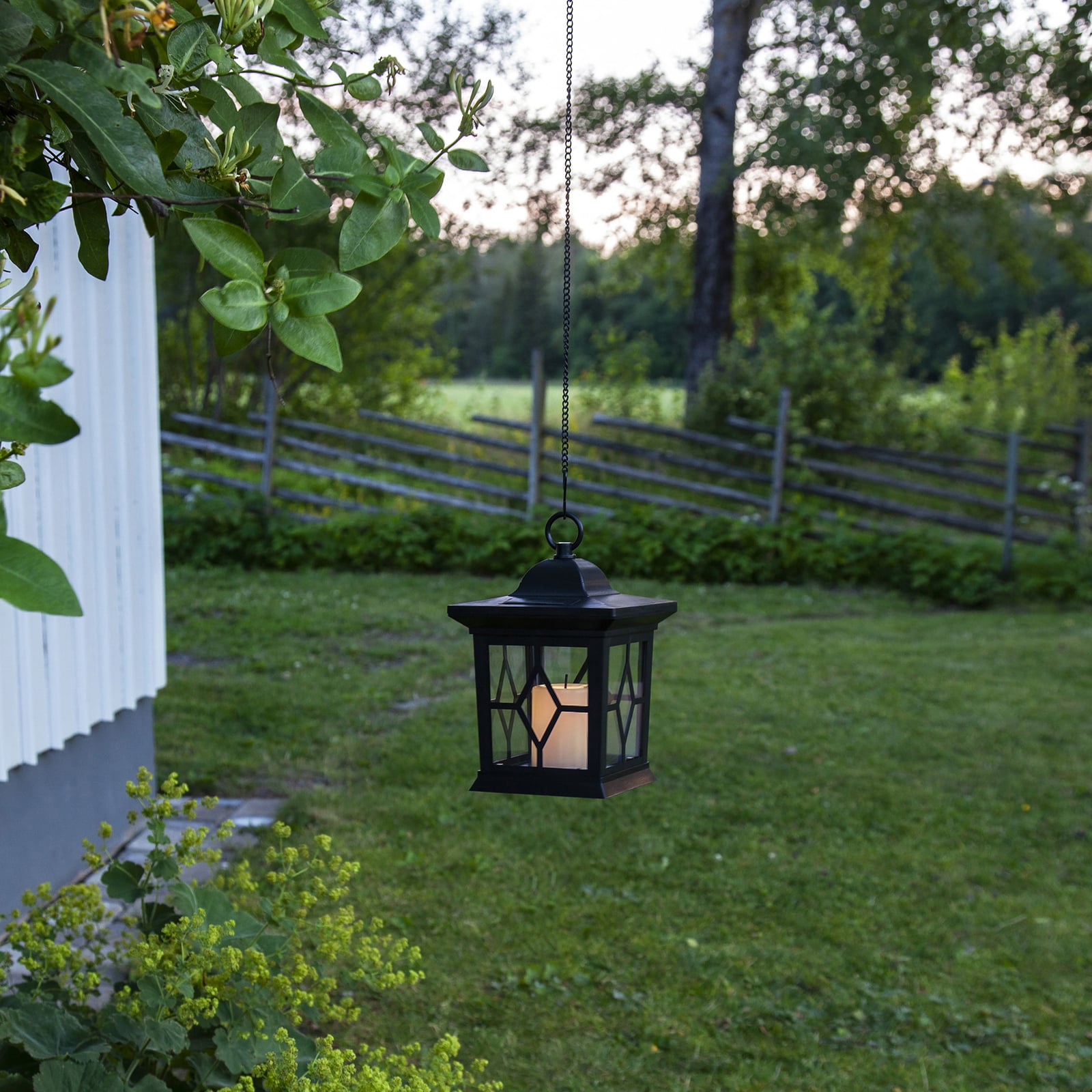 LED solcellelampe Milan 3-i-1 lanterne svart IP44 bakside