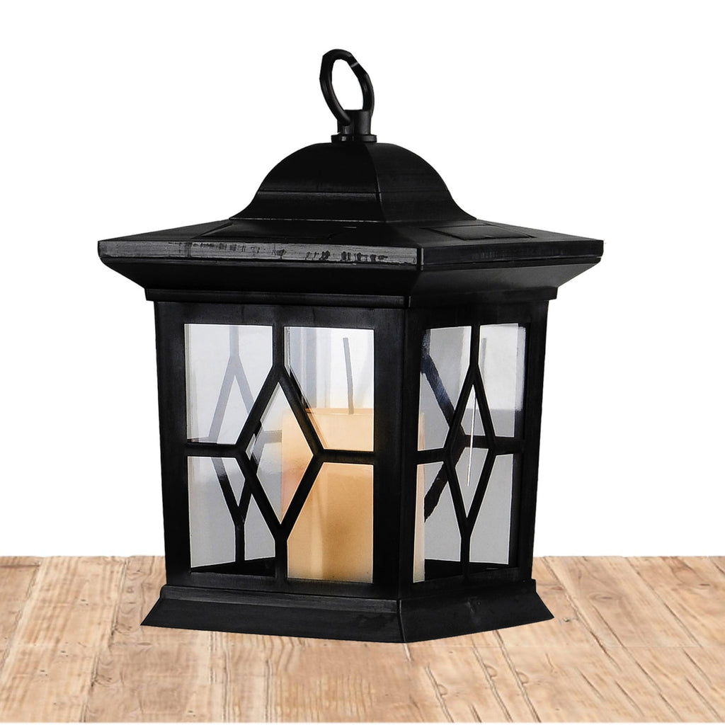 LED solcellelampe Milan 3-i-1 lanterne svart IP44 skumringssensor