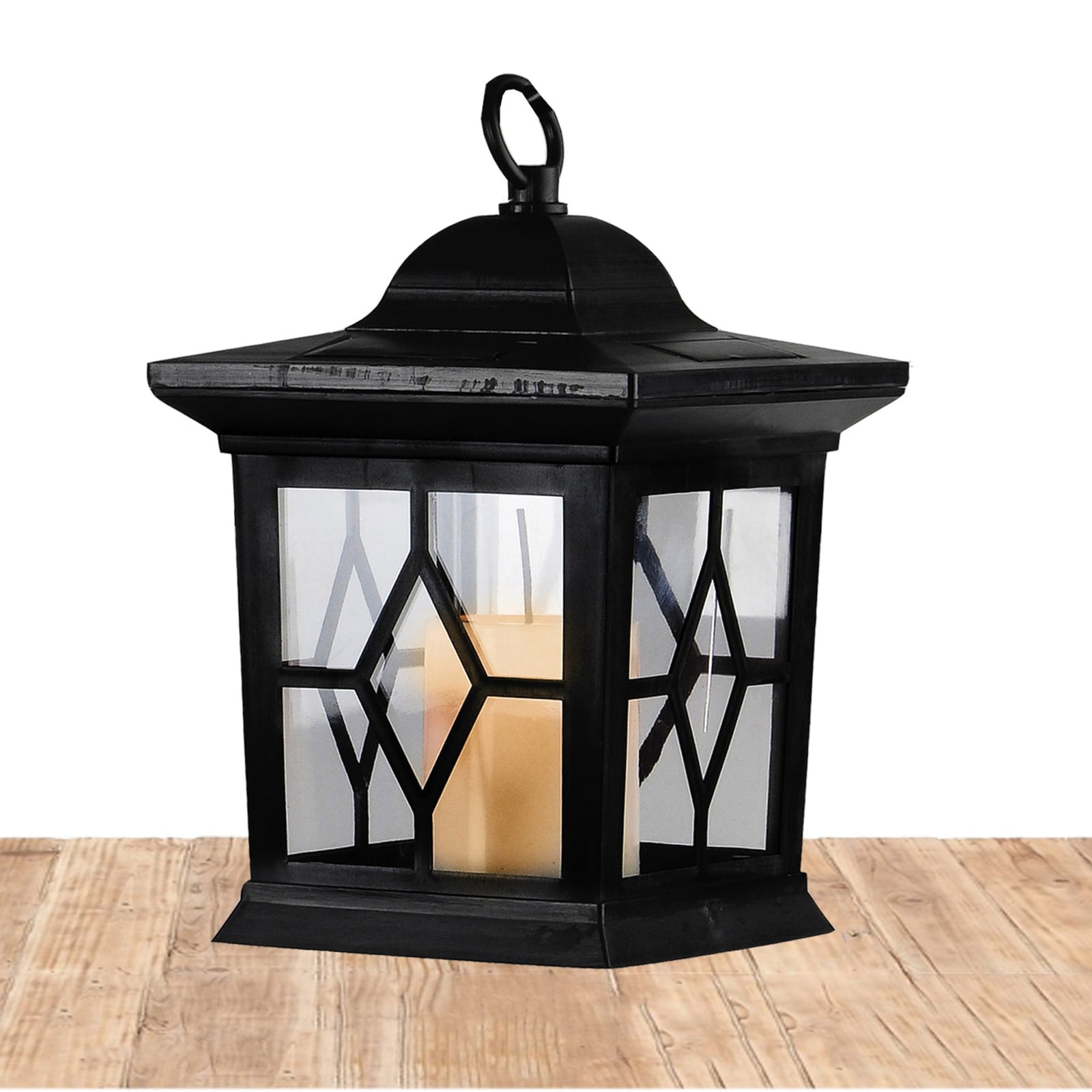 LED solcellelampe Milan 3-i-1 lanterne svart IP44 skumringssensor