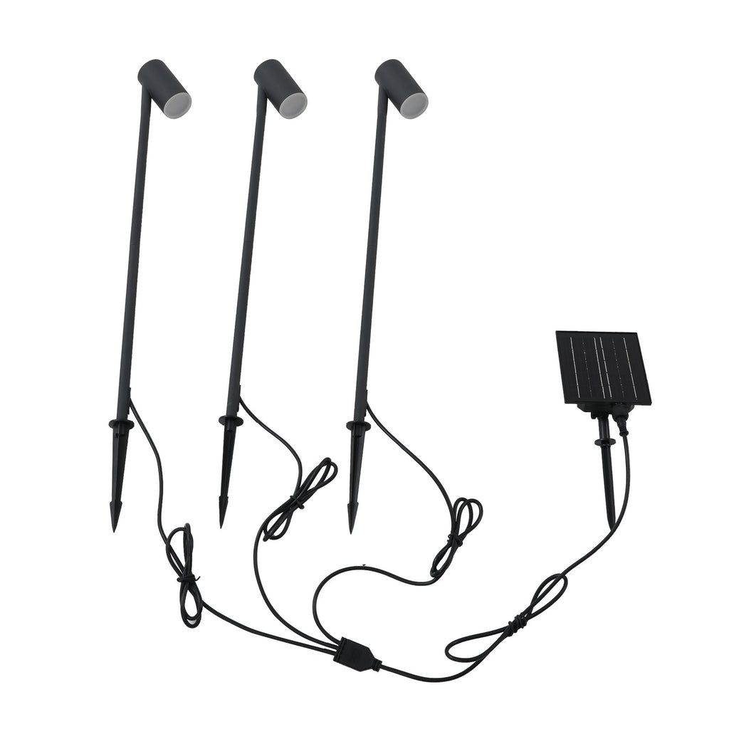 LED solcellelampe Myric 3-er sett svart aluminium detalj av lampe