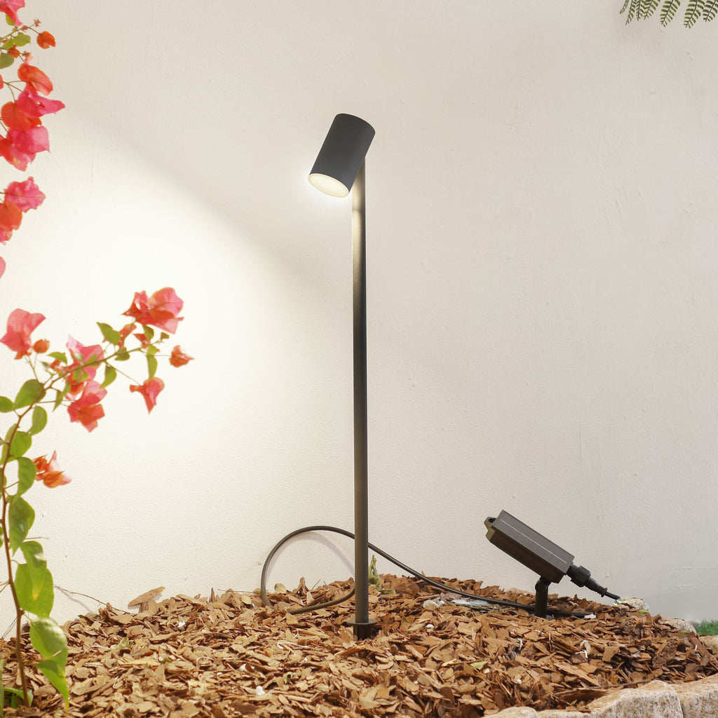 LED solcellelampe Myric svart aluminium IP65 forfra