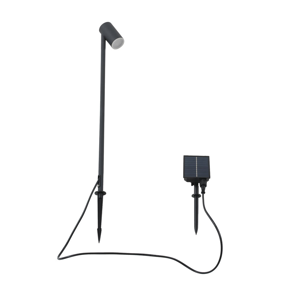 LED solcellelampe Myric svart aluminium IP65 montert i hagen
