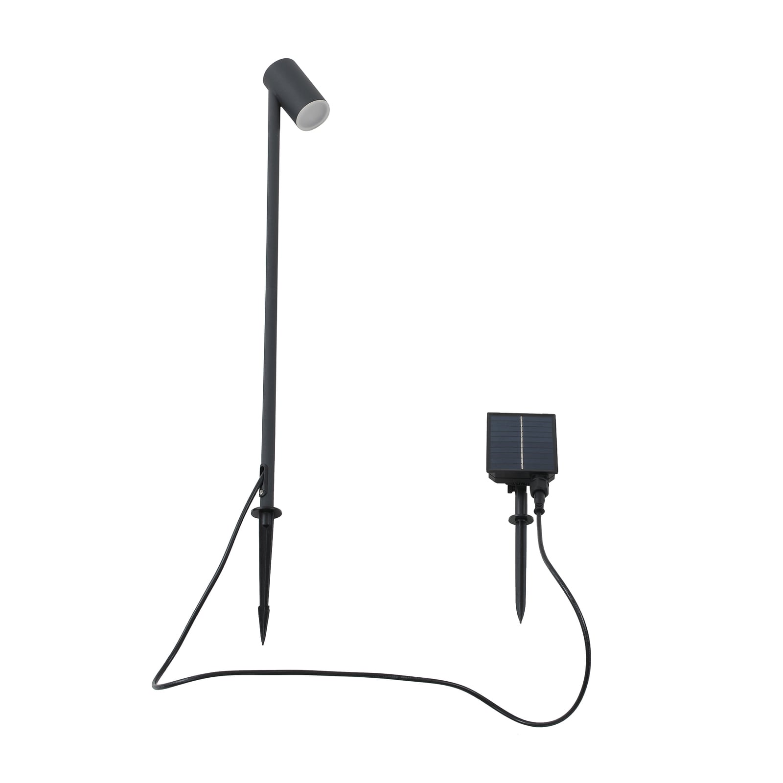 LED solcellelampe Myric svart aluminium IP65 montert i hagen