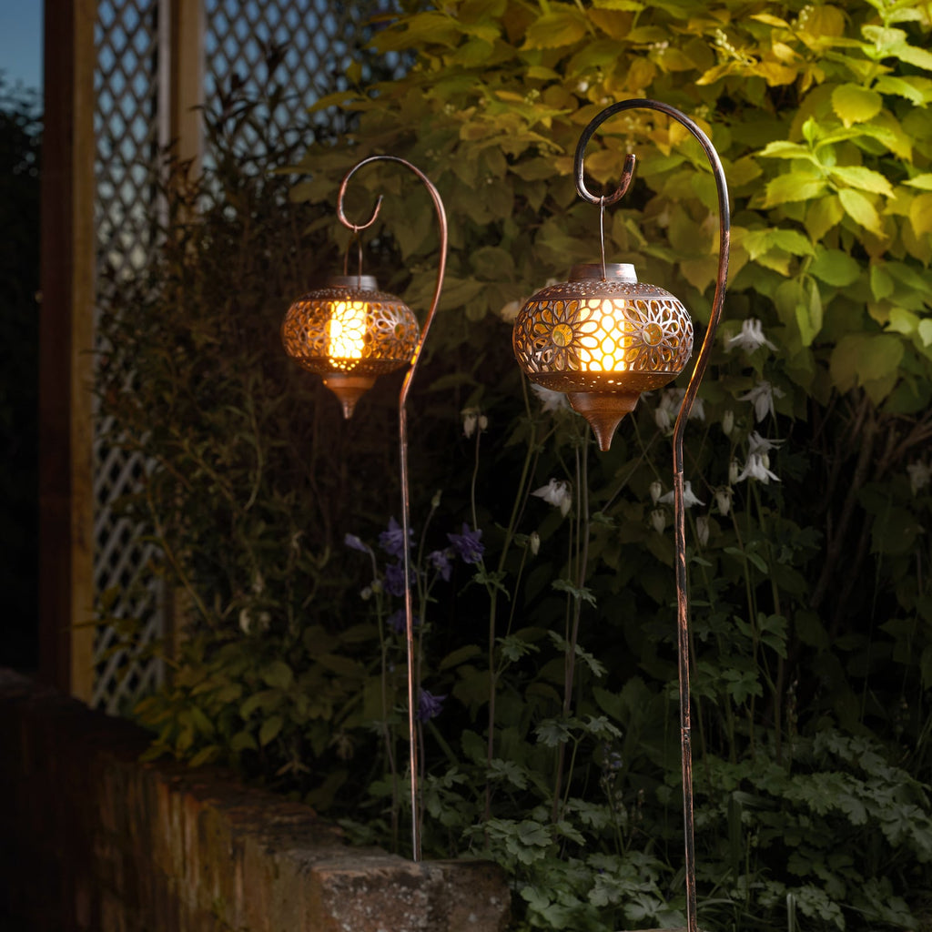 LED solcellelampe Osman orientalsk 2er sett bronse 92 cm forfra