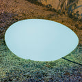 LED solcellelampe Petra steinform dimbar RGB IP65 60 cm forfra