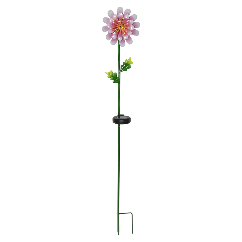 Montert LED solcellelampe Pink Daisy blomsterform IP44 i hage