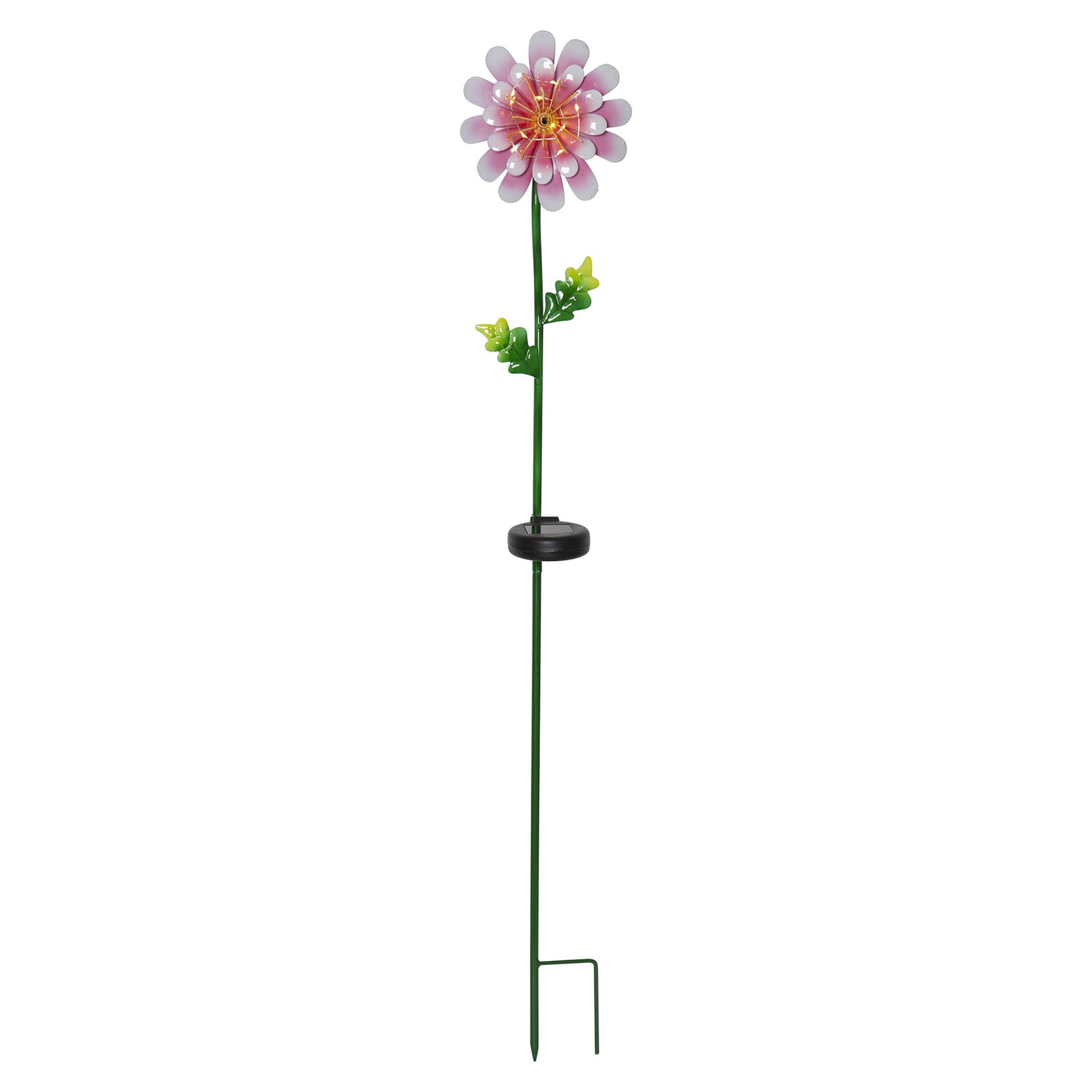 Montert LED solcellelampe Pink Daisy blomsterform IP44 i hage