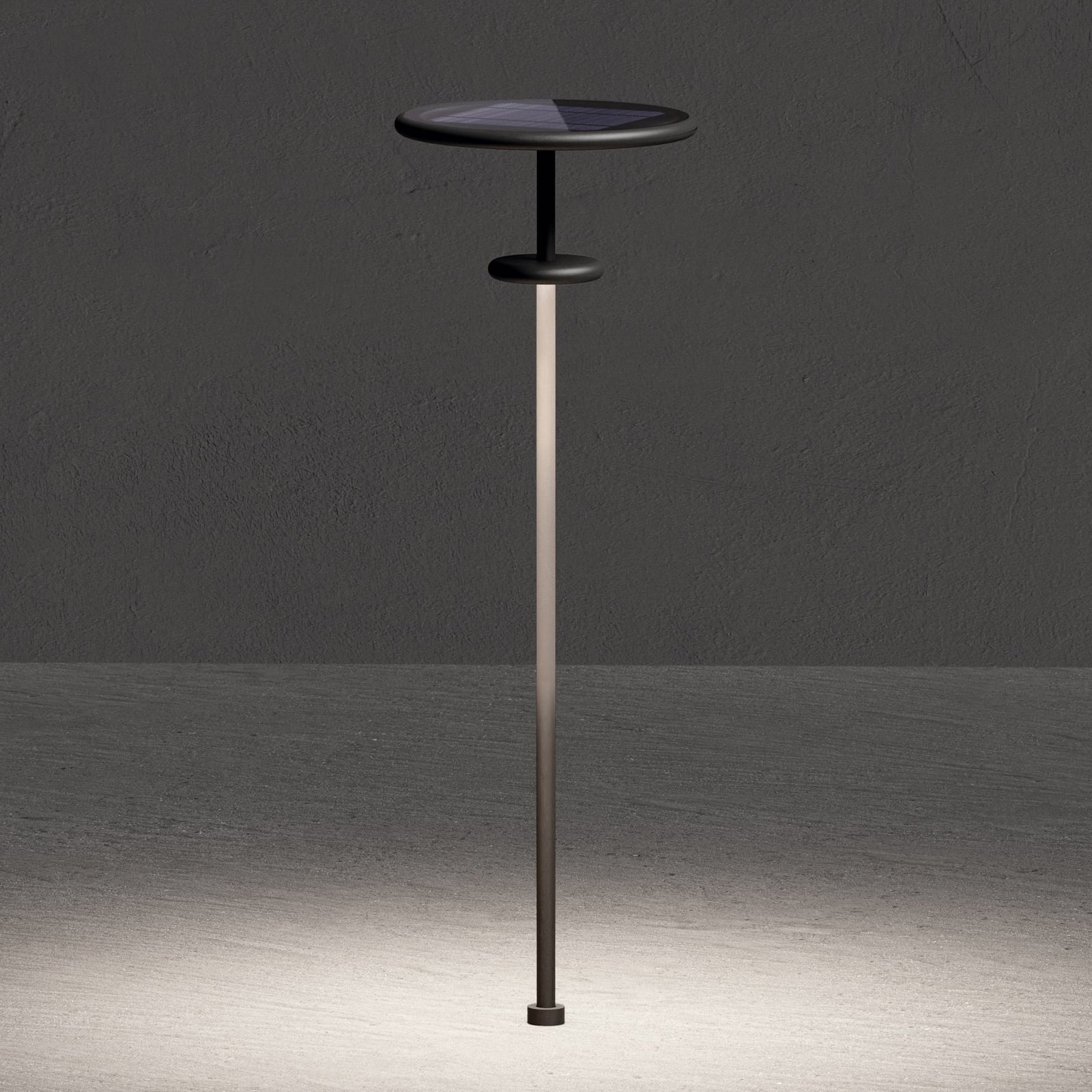 LED solcellelampe PLANET B antrasitt 160 cm for hagebelysning forfra