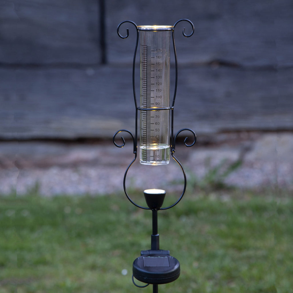 Detalj av LED solcellelampe Pluvio med regnmåler 65 cm IP44