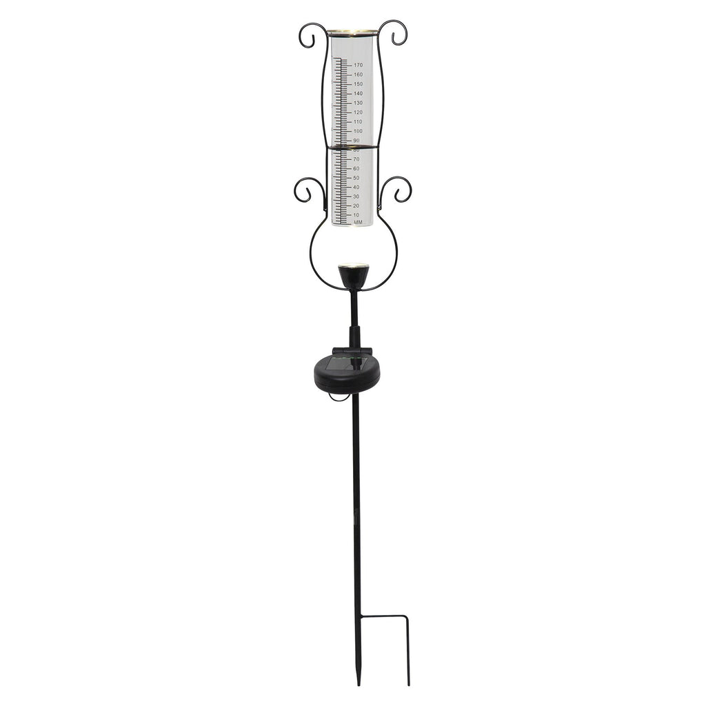 LED solcellelampe Pluvio med regnmåler 65 cm IP44 regnmåler skala