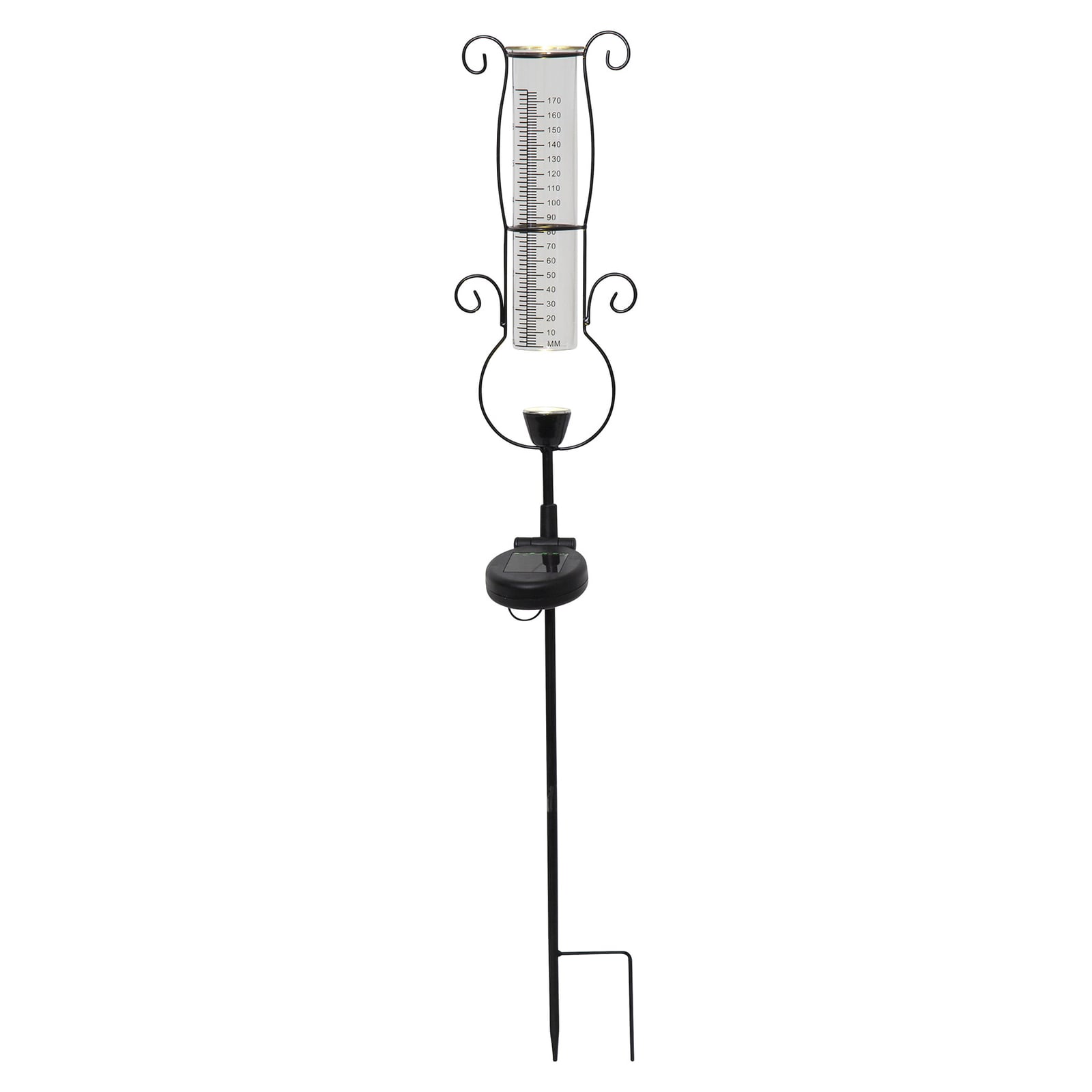 LED solcellelampe Pluvio med regnmåler 65 cm IP44 regnmåler skala