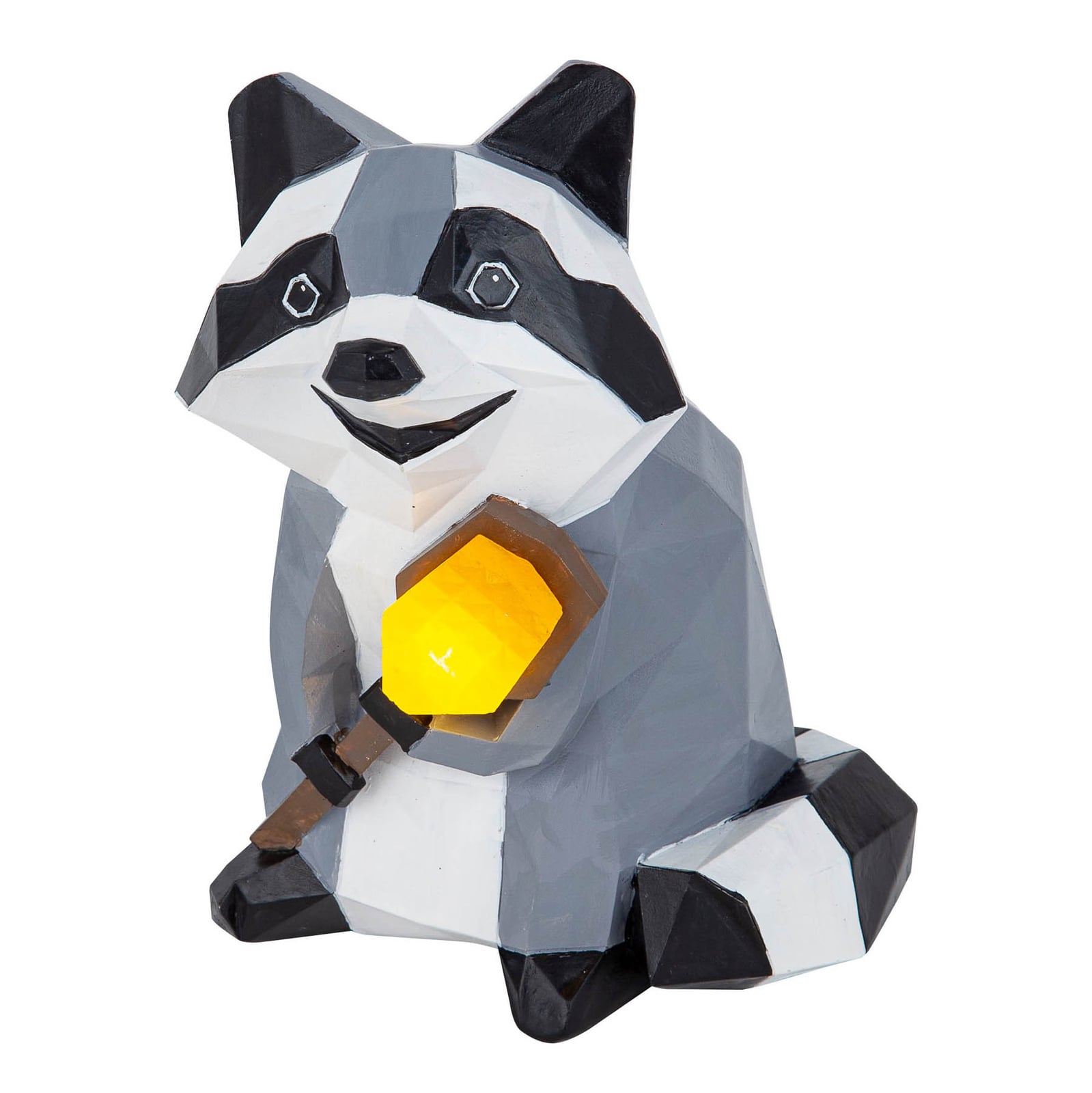 LED solcellelampe Racoon vaskebjørnfigur forfra