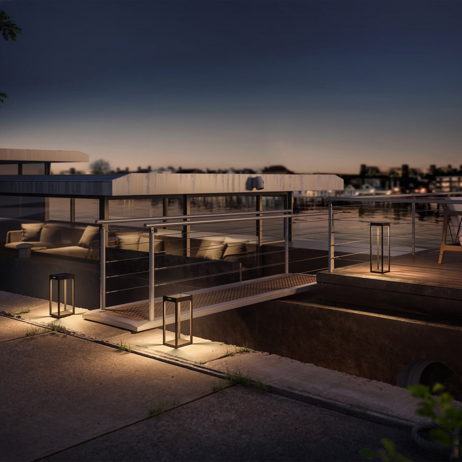 LED solcellelampe RADIA MINI aluminium antrasitt detalj