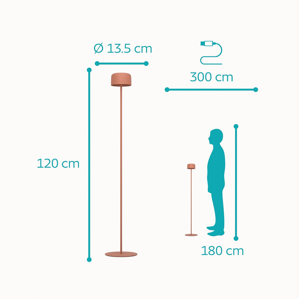 LED solcellelampe Roccanova-L oransje stål detalj av touchdimmer