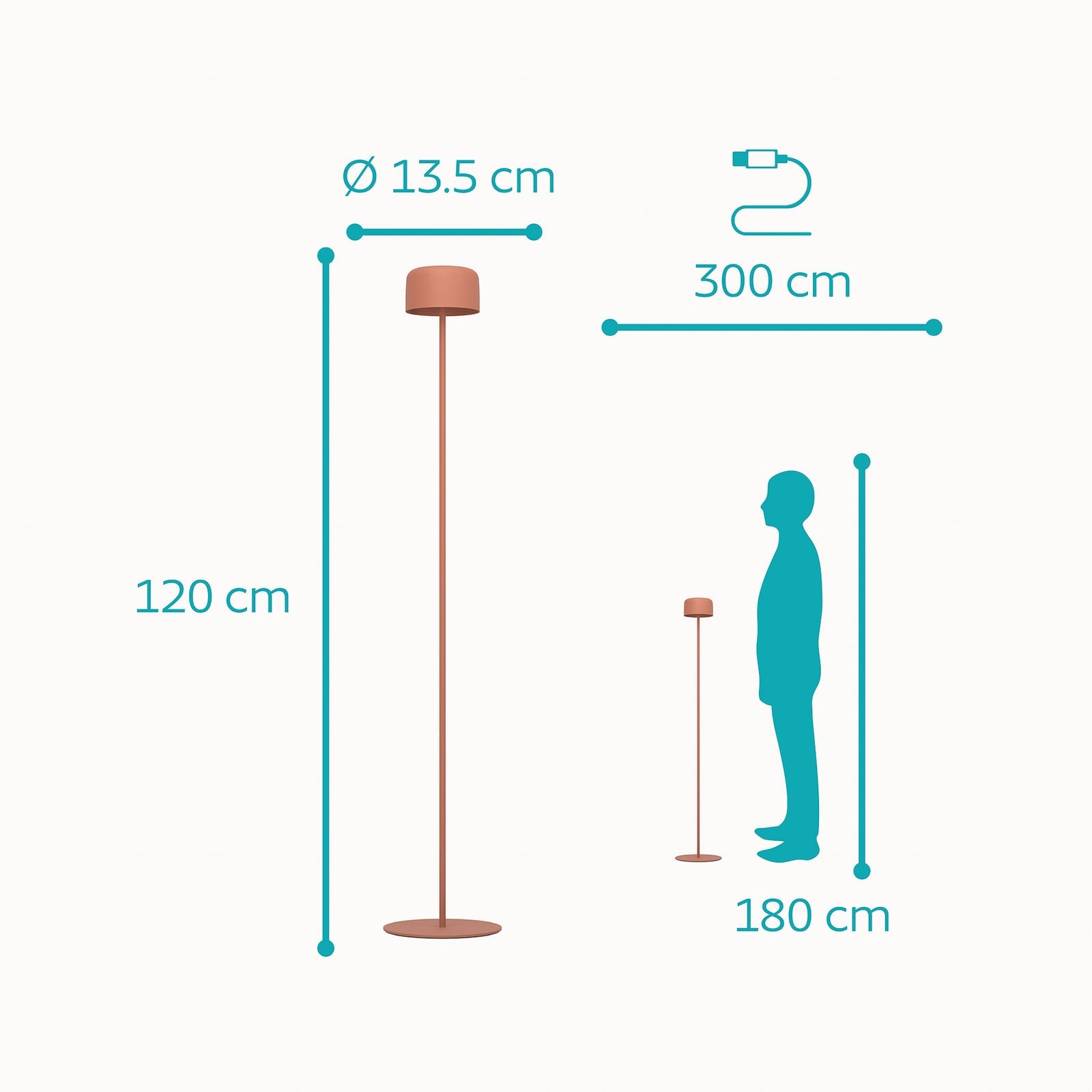 LED solcellelampe Roccanova-L oransje stål detalj av touchdimmer