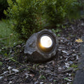 LED solcellelampe Rocky steinform justerbar grå IP44 forfra