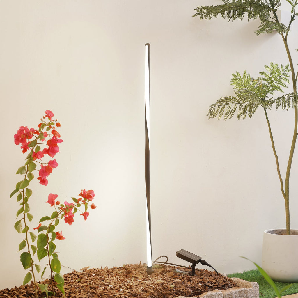 LED solcellelampe Sabriel aluminium svart forfra