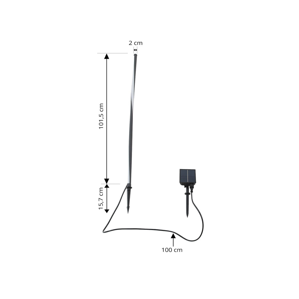 LED solcellelampe Sabriel aluminium svart montert i hage