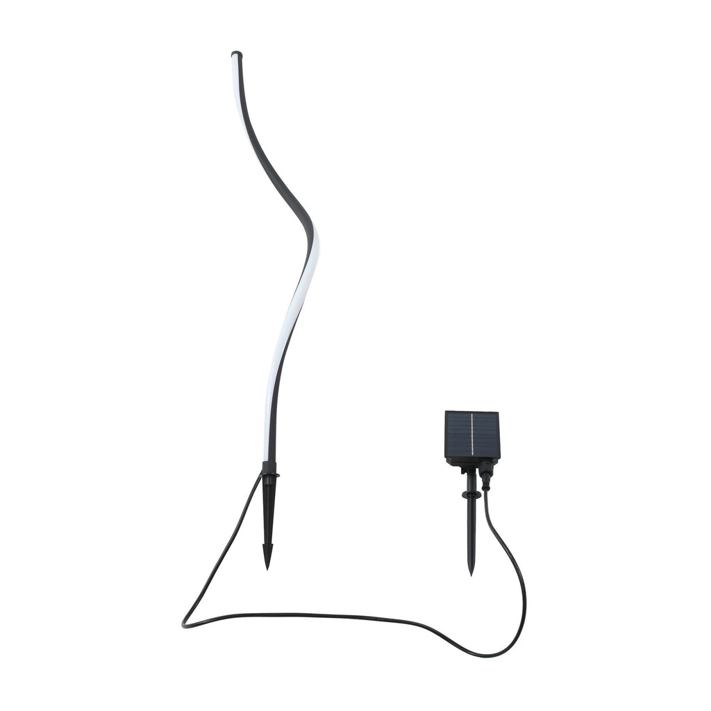 Detaljbilde av LED solcellelampe Sabriel kurvet svart aluminium IP65