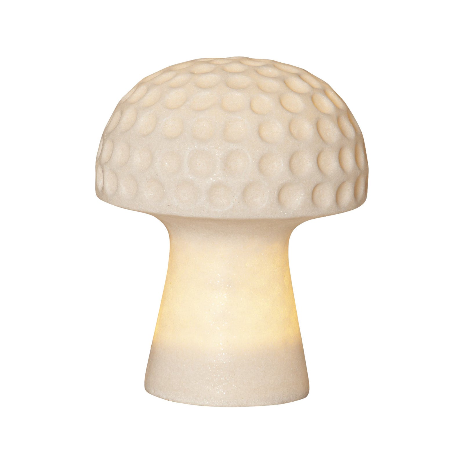 LED solcellelampe Sandy soppform hvit Ø19 cm IP44 detalj