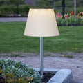 LED solcellelampe Solini med jordspyd hvit/sølv forfra