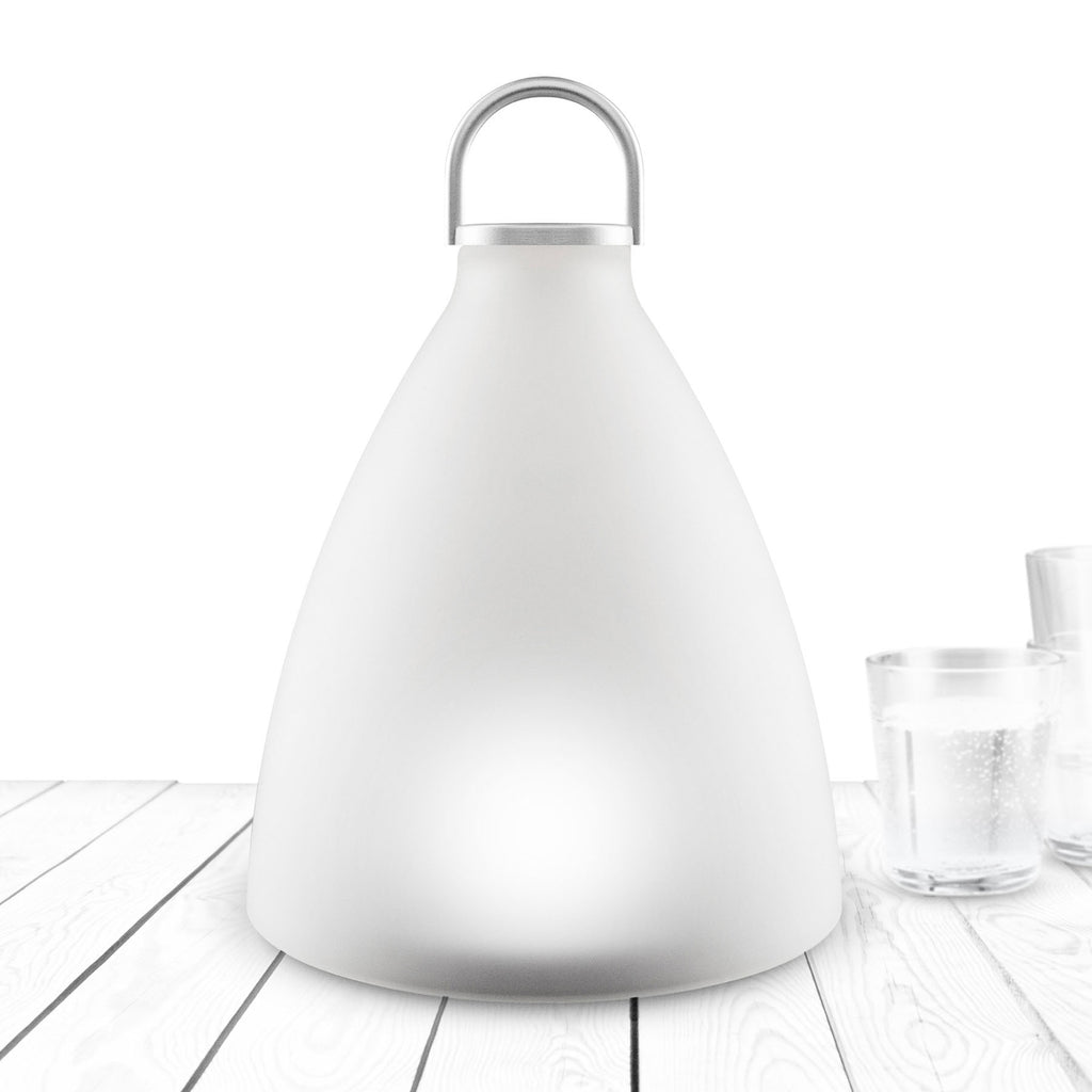 Detalj av LED solcellelampe SunLight Bell i aluminium og glass