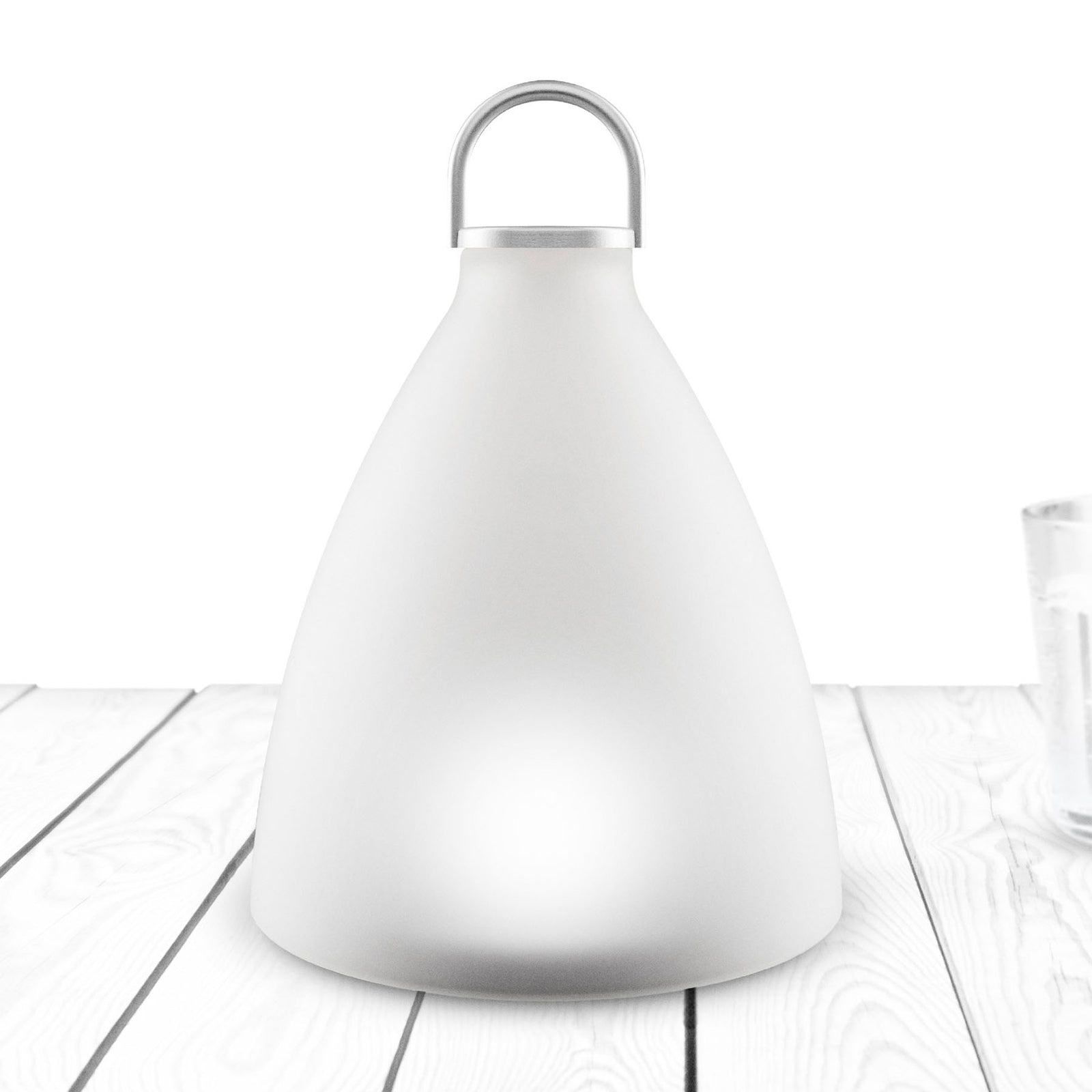 Detalj av LED solcellelampe SunLight Bell glass og aluminium
