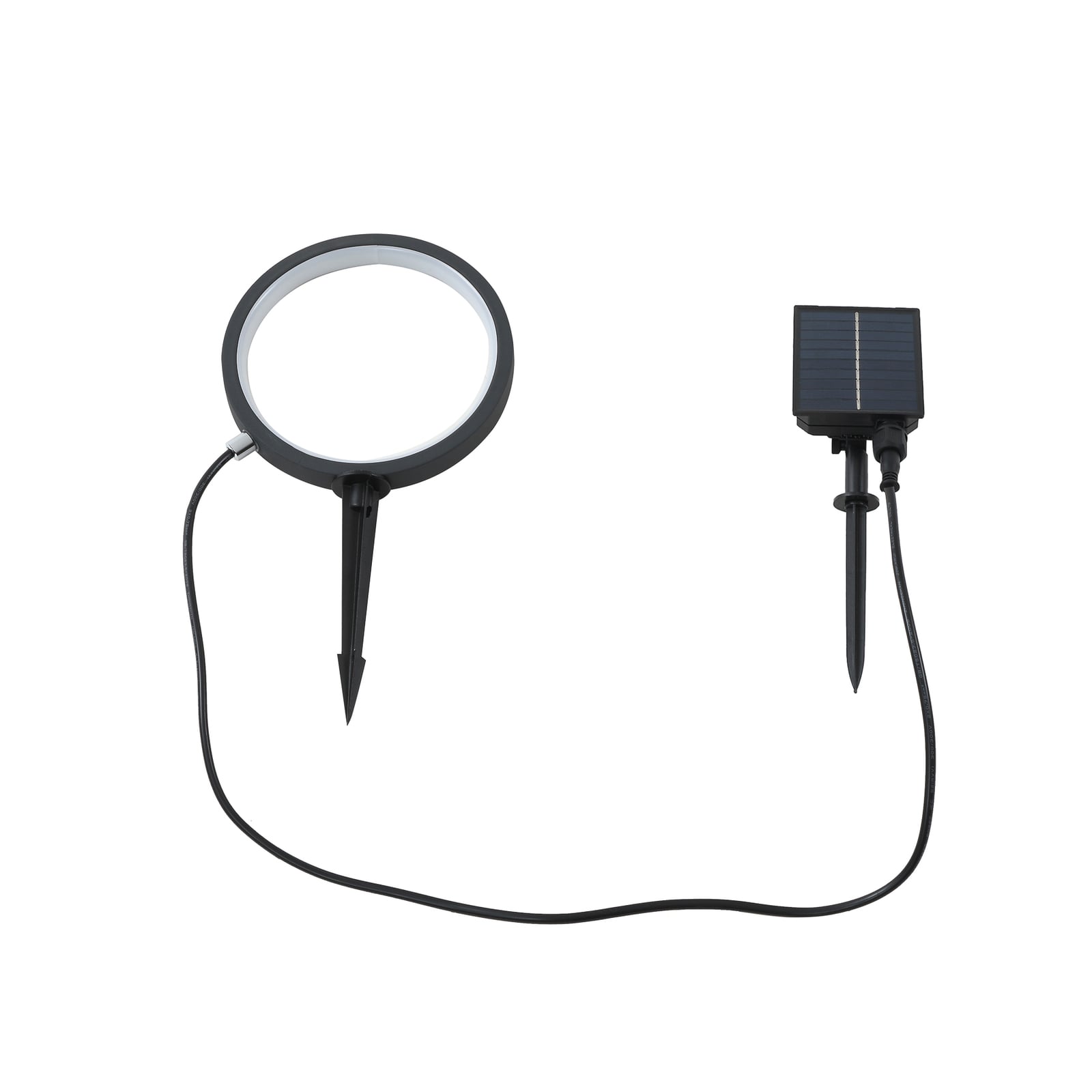 LED solcellelampe Syrene med jordspyd Ø18 cm svart montert i hage