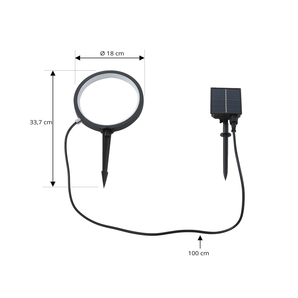 LED solcellelampe Syrene med jordspyd Ø18 cm svart nærbilde