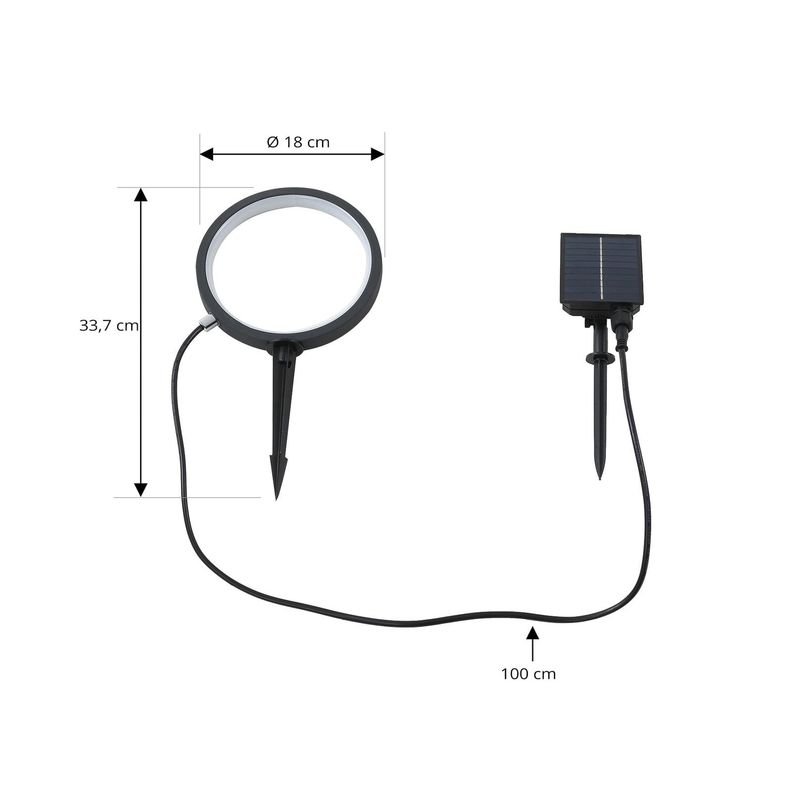 LED solcellelampe Syrene med jordspyd Ø18 cm svart nærbilde