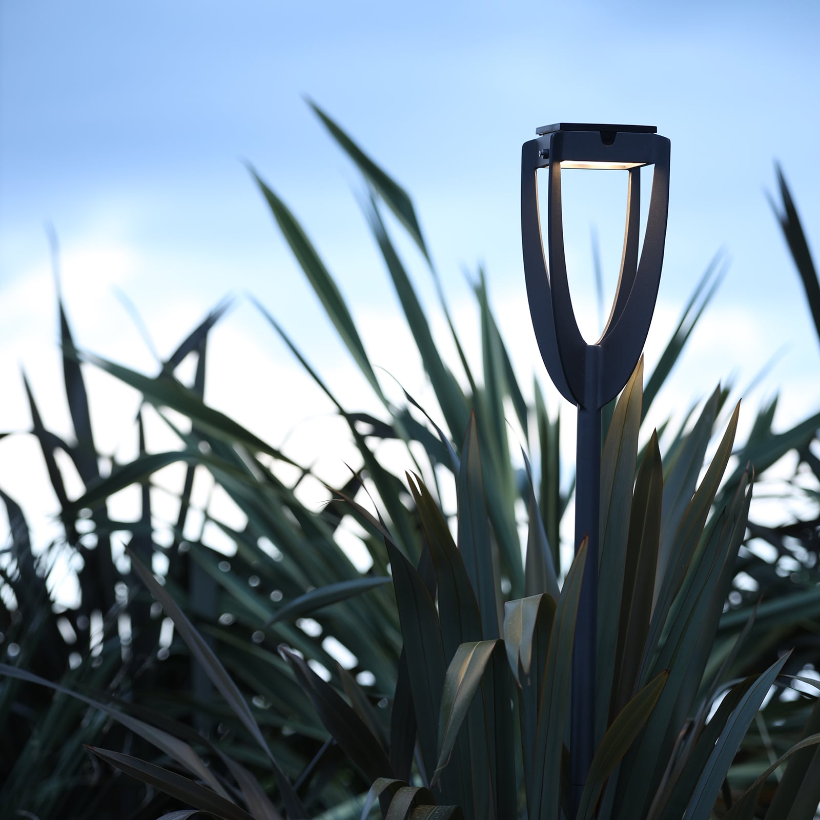 LED solcellelampe Tulip med jordspyd høydejusterbar antrasitt detalj