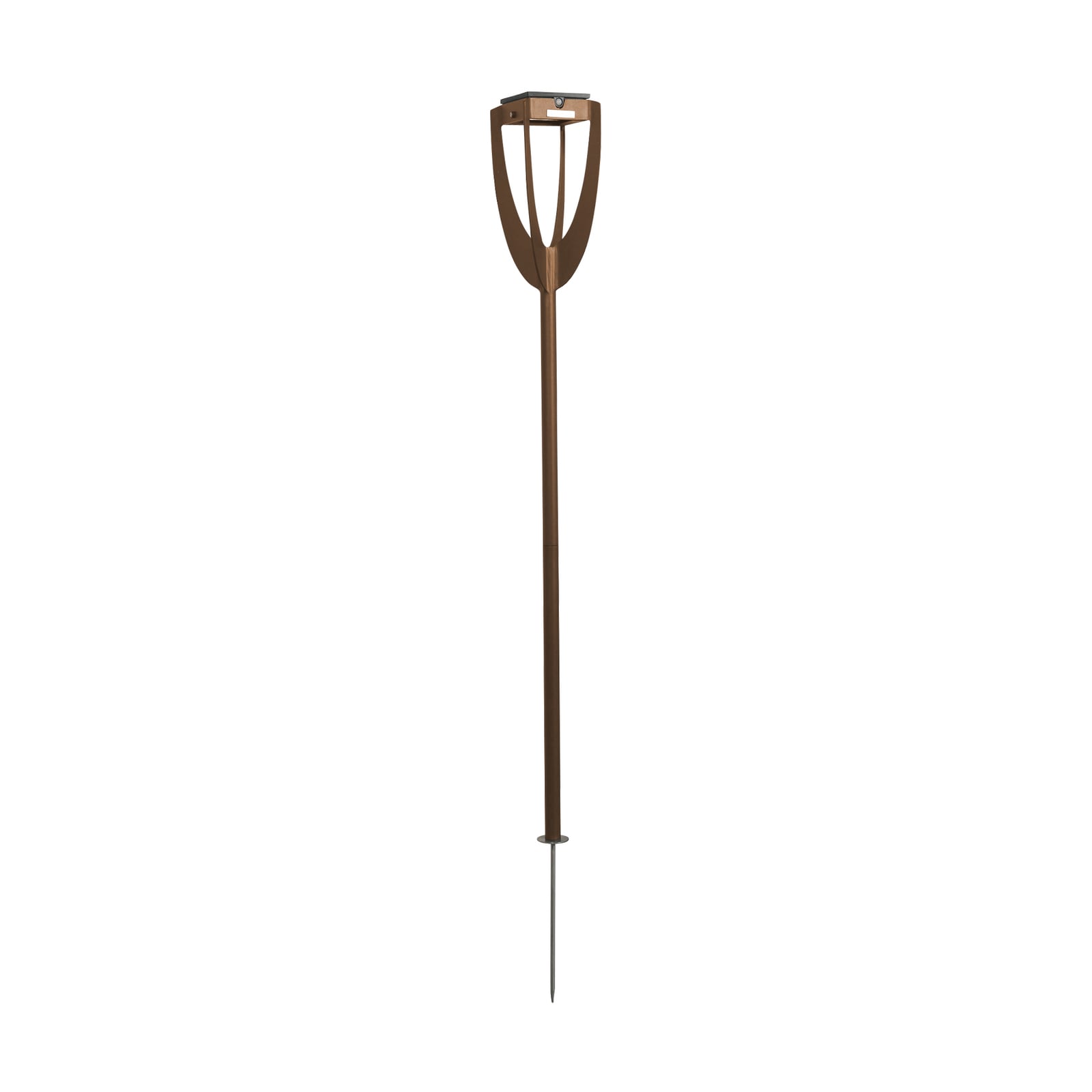LED solcellelampe Tulip med jordspyd rustfarget dimbar IP55 fra Les Jardins
