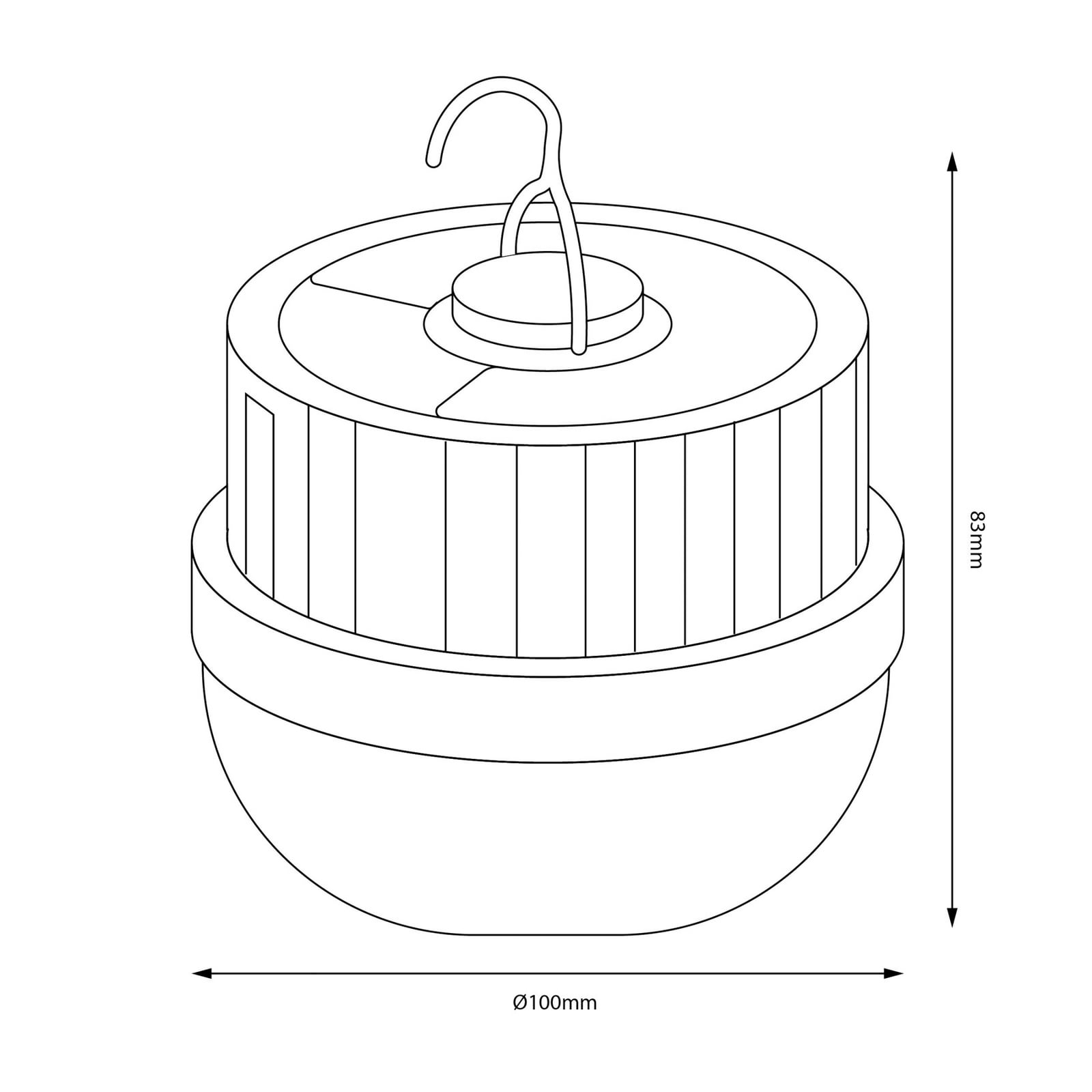 LED solcellelampe Ufo bærbar plast svart/hvit detalj