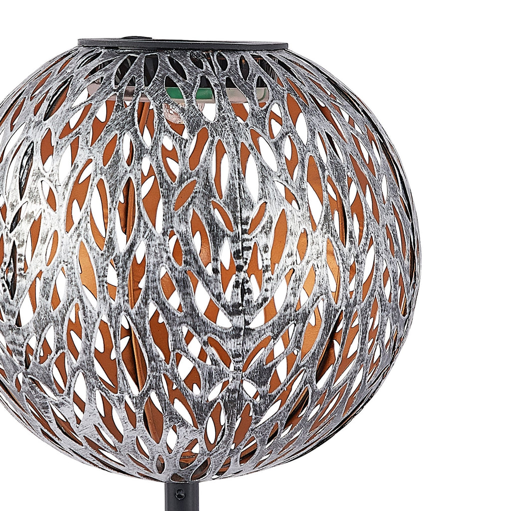 LED solcellelampe Vilani 3er-sett kuleform 54 cm IP44 nærbilde lampeskjerm