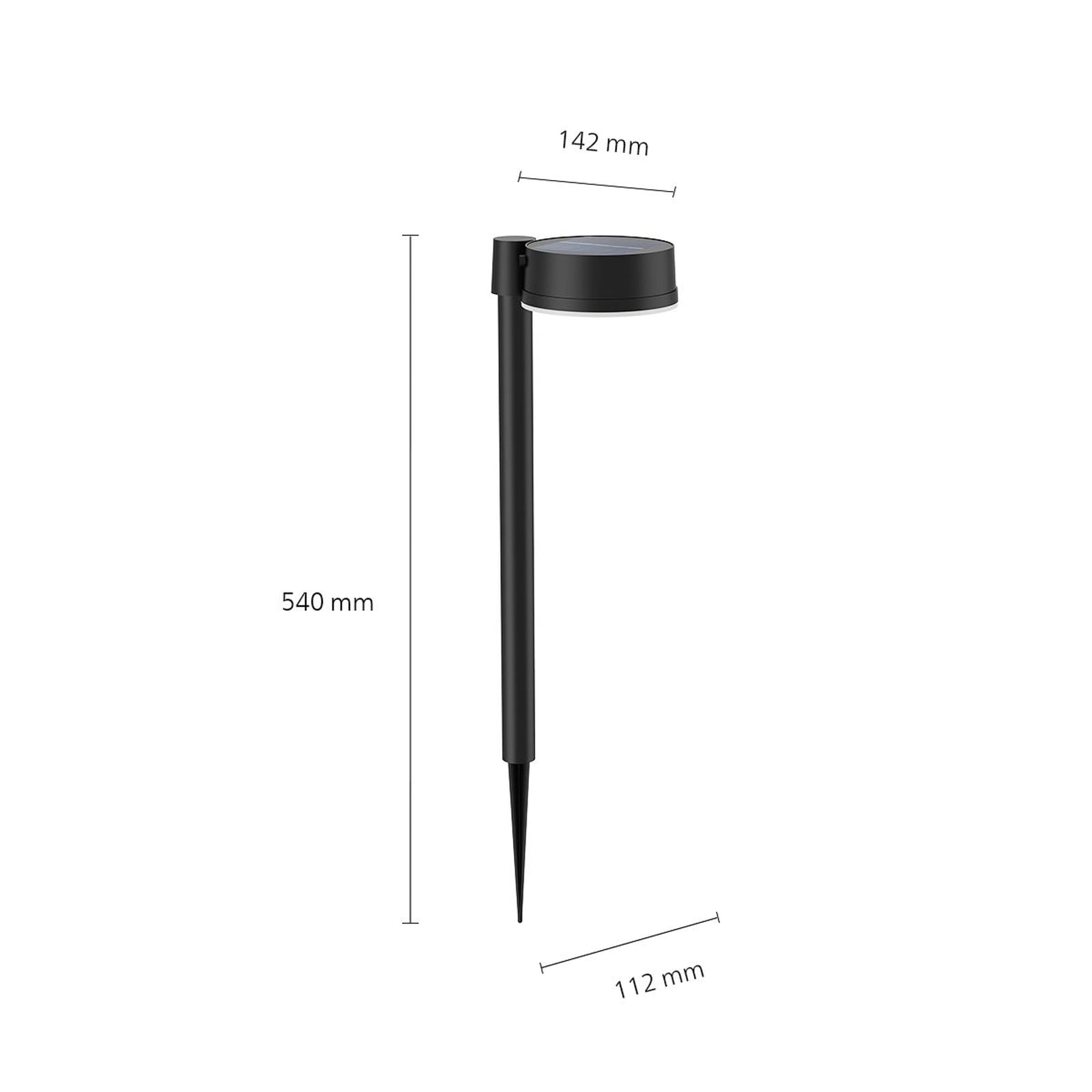 LED solcellelampe Vynce med spyd svart IP44 bakside