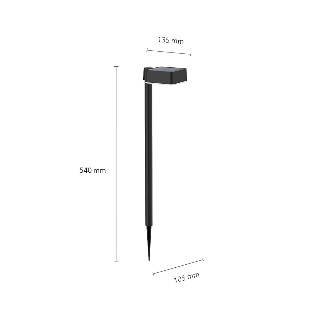 LED solcellelampe Vynce med spyd svart IP44 bakside