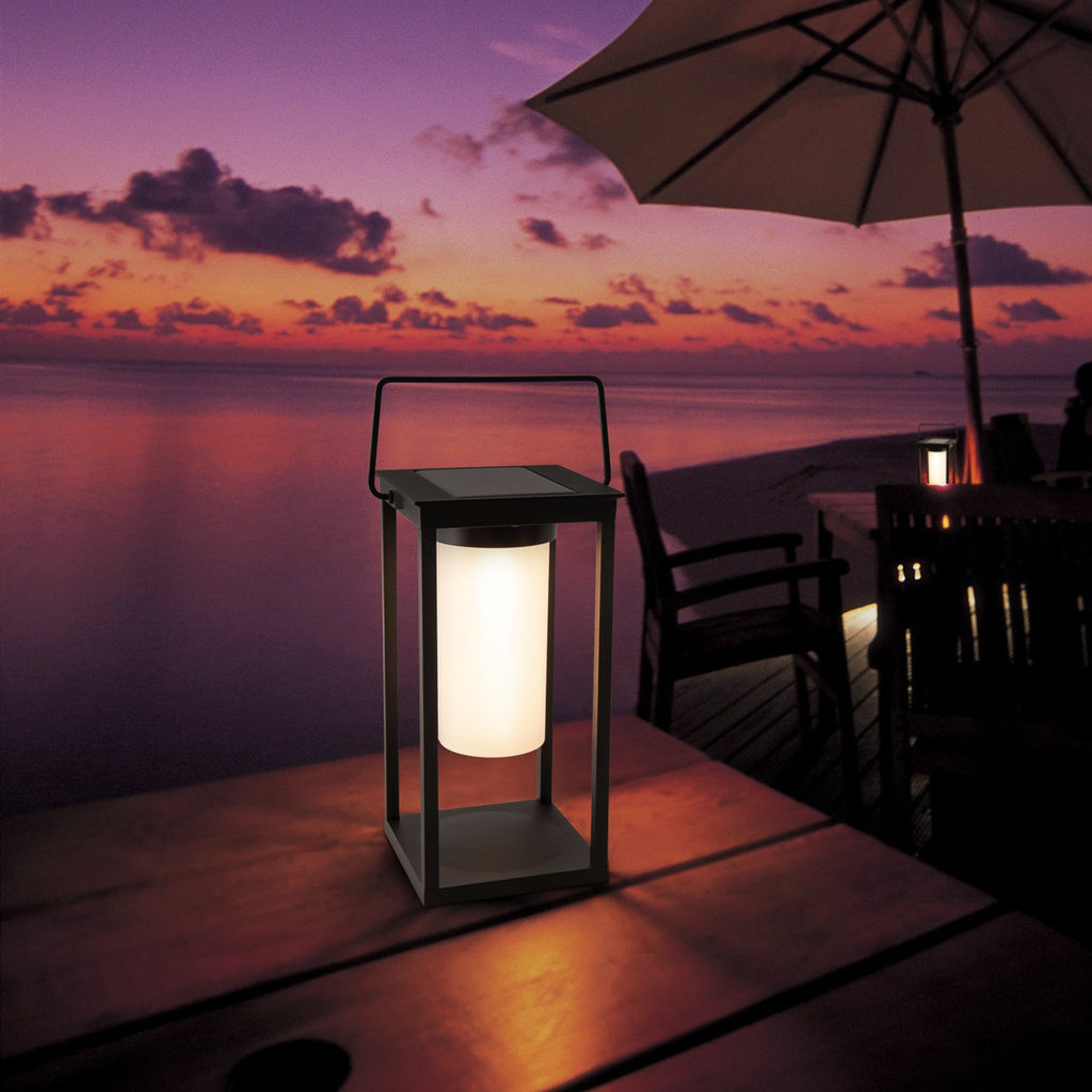 LED solcellelykt dimbar svart aluminium 28 cm IP44 - Näve bakside