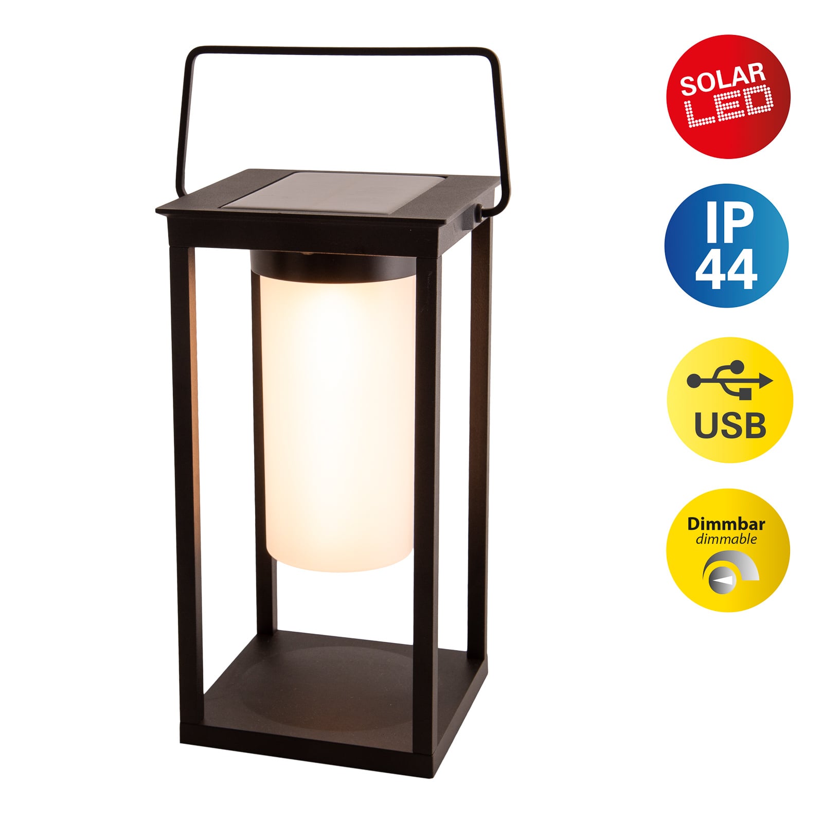 Nærbilde av touch-dimmer på LED solcellelykt dimbar svart aluminium 28 cm IP44 - Näve