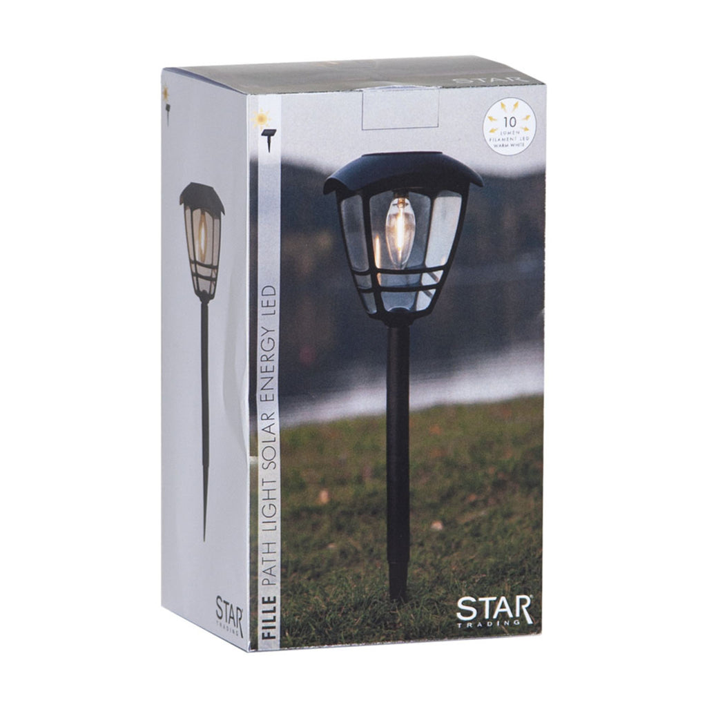 LED solcellelykt Felix lanterneform svart IP44 montert i hage