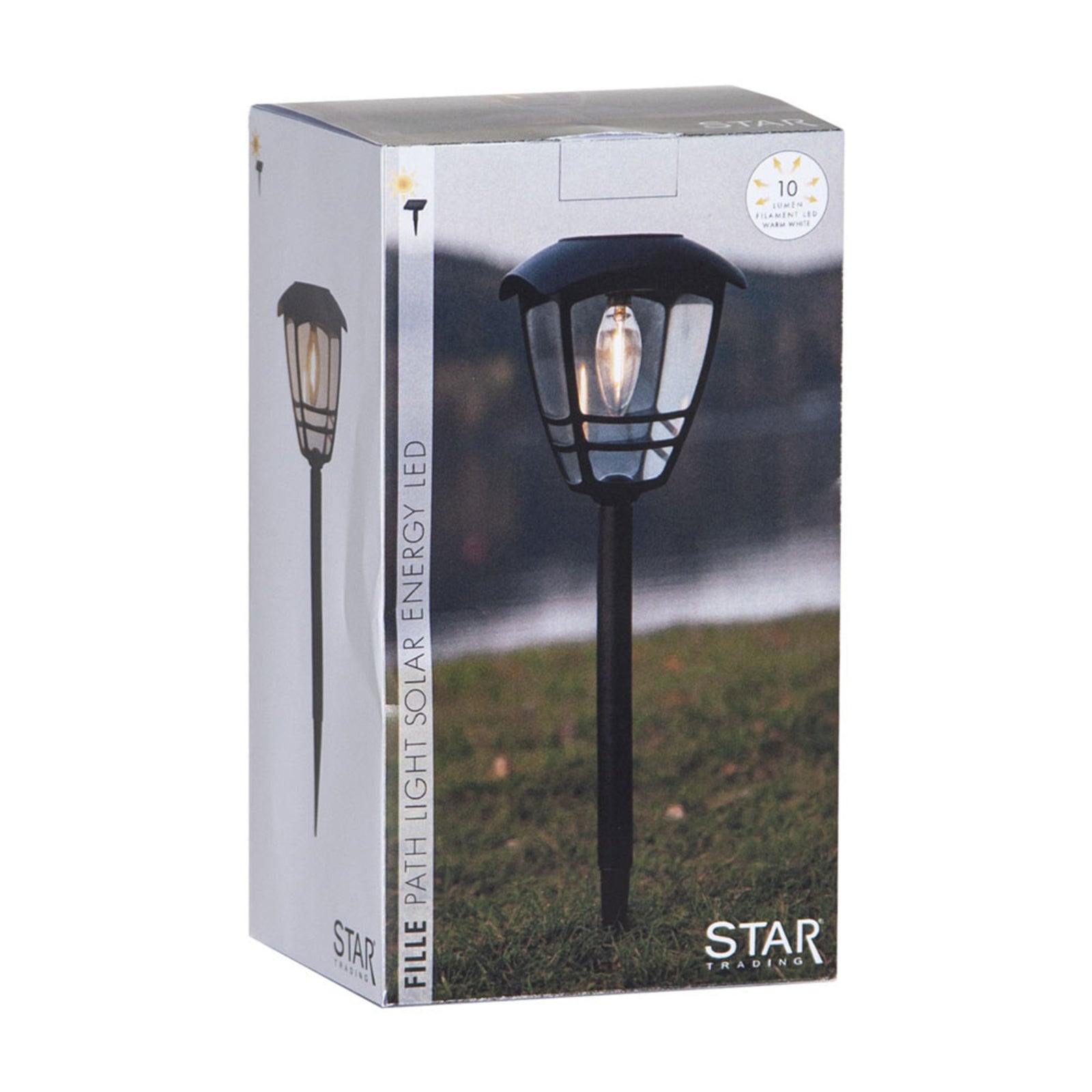 LED solcellelykt Felix lanterneform svart IP44 montert i hage